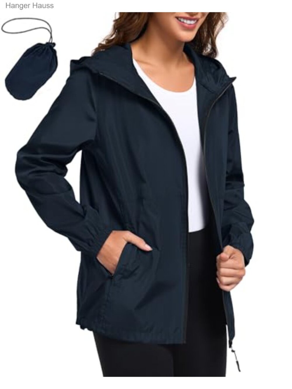 Women's Waterproof Rain Jacket Lightweight Packable Hooded Windbreaker